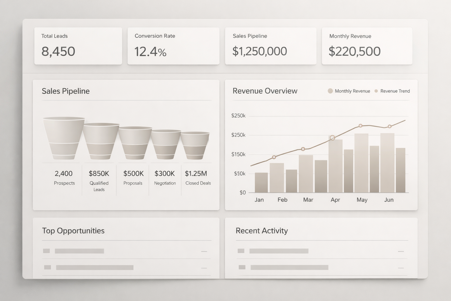 photographic Dashboard  analytics  pipeline  revenue chart Minimal highend neutral tones-1